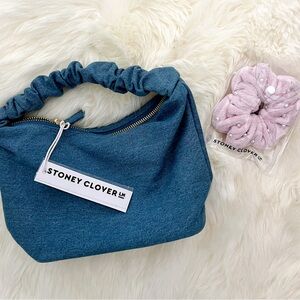 NWT Stoney Clover Lane Denim Scrunch Handle Bag in Blue Denim